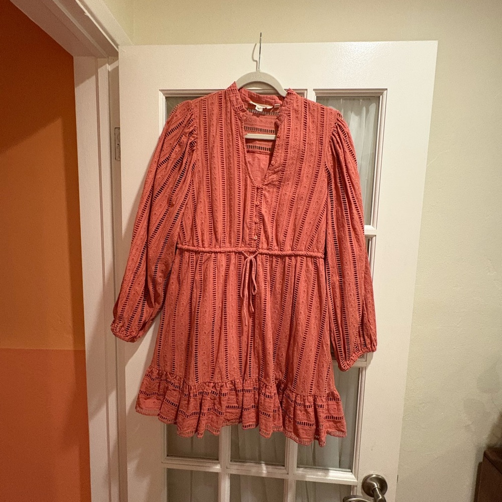 Anthropologie Pink Ruffled Tiered Mini Dress
